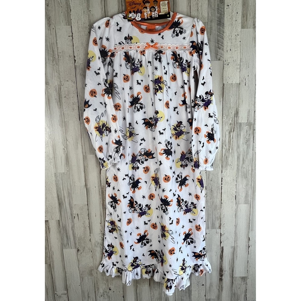 Disney Minnie Mouse Halloween Girls Long Sleeve Pumpkin Nightgown Size 8 New
